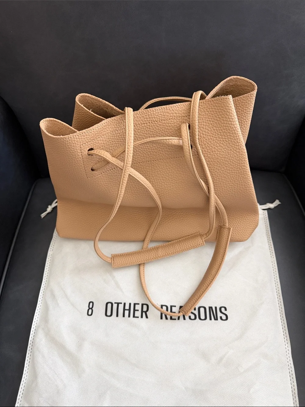 NWOT 8 Other Reasons Tan Vegan Leather Drawstring Tote